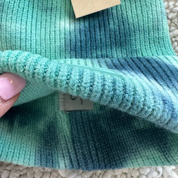 NEW! Kid’s Teal Blue or Yellow Gray Tie Dye Pom Pom Ribbed Beanie (K0082) - Picture 12 of 13